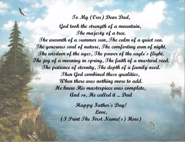 Father's Day Gift 4 Dad from your Son, Daughter, 2+Children Personalized Poem #4