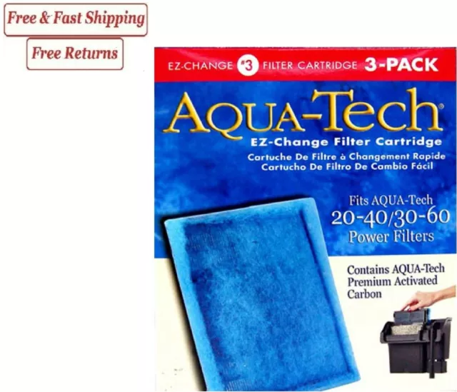 Aqua-Tech EZ-Change Aquarium Filter #3 Cartridge For 20-40/30-60 Filters 3-Pack