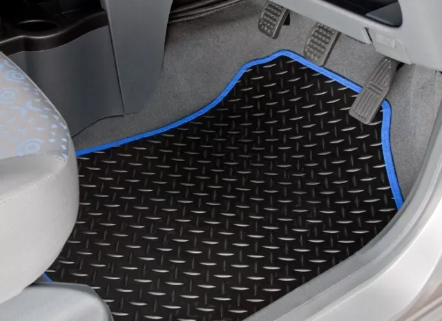 Car Mats for Renault Grand Espace 1997 to 2003 Tailored Black Rubber Blue Trim