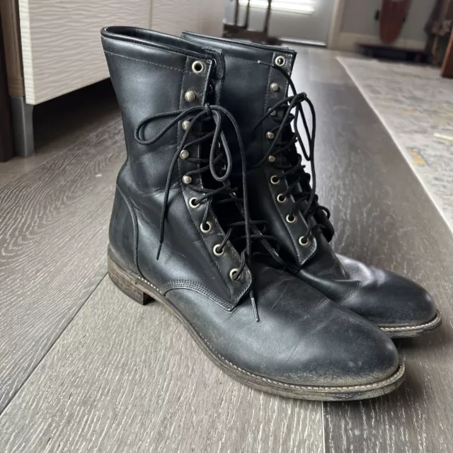 JUSTIN 506 - Mens 11 D - Black Leather LACEUP Paddock boots