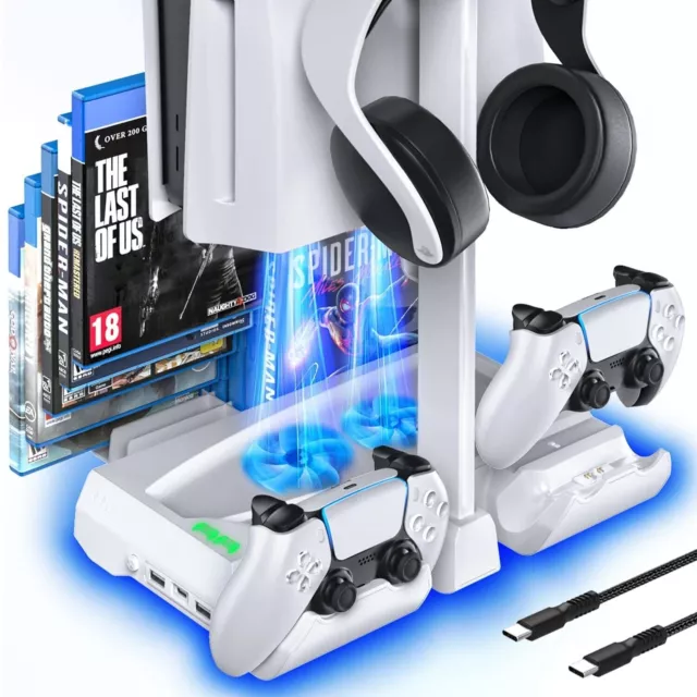 Horizontal Cooling Station Vertical Stand Accessories with Cooler Fan For PS5