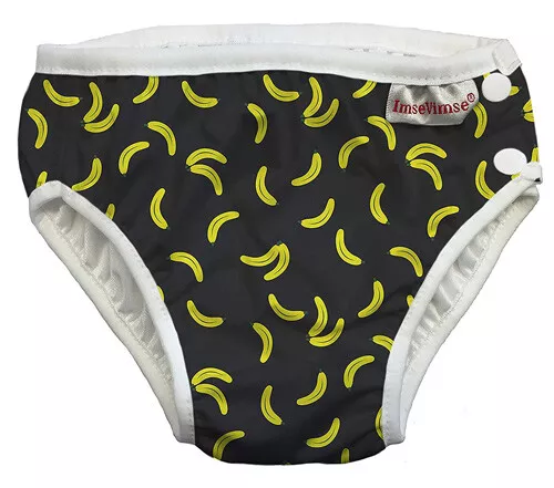 ImseVimse Reusable Baby Swim Diapers for Boys/ Black Banana, L (20-26 lbs)