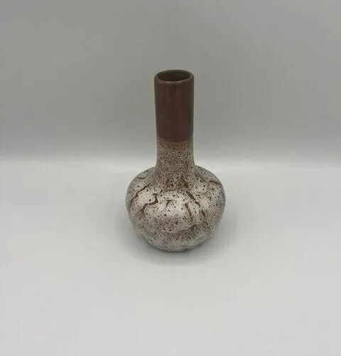 Pigeon Forge Brown Crater Glaze Bud Vase Mid Century Lava Style Pottery