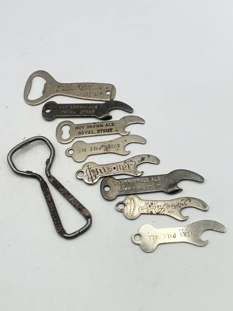 Vintage Advertising BOTTLE OPENER Lot x9 PILSNER Beer Brewery Blue Ribbon Ale