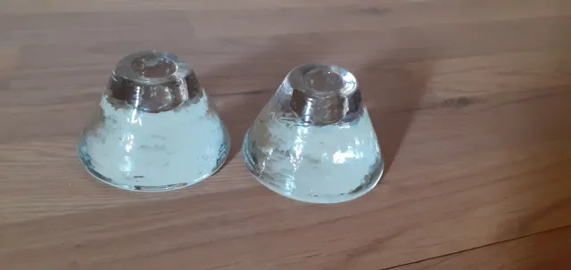 Pair Of Heavy Glass Candle Holders See Pictures