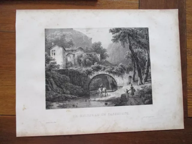 Gravure Ancienne Le Ruisseau De Sassenages - Villeneuve 1824