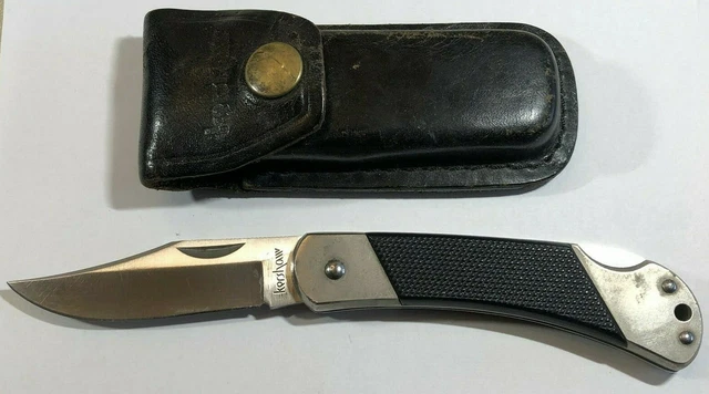 VINTAGE Kershaw 3120 Japan Hunting Folding Fighting Pocket Knife +Leather Sheath