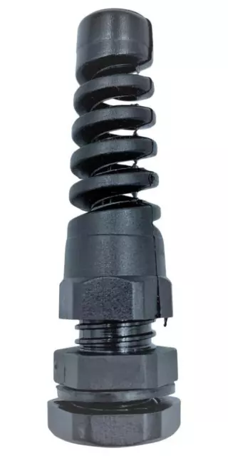 Nylon Spiral Cable Gland, PG11, 5-10mm Cable Range, Black, IP68 - PELB0253