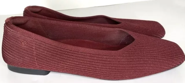 Vivaia Women’s Margot 2.0 Square Toe V-Cut Flats Shoes Sparkle Burgundy 40.5