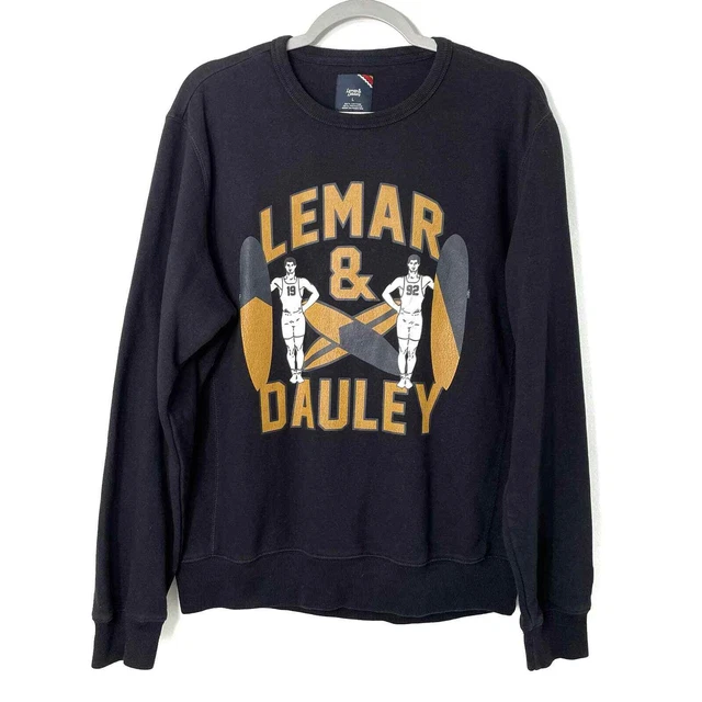 Lemar & Dauley | Men's Black Graphic Surf Print Pullover Crewneck Sweatshirt L