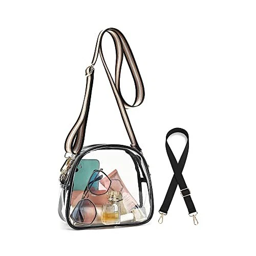 Clear Purse for Women Stadium, Cute Clear Crossbody Bag with 2 Black White