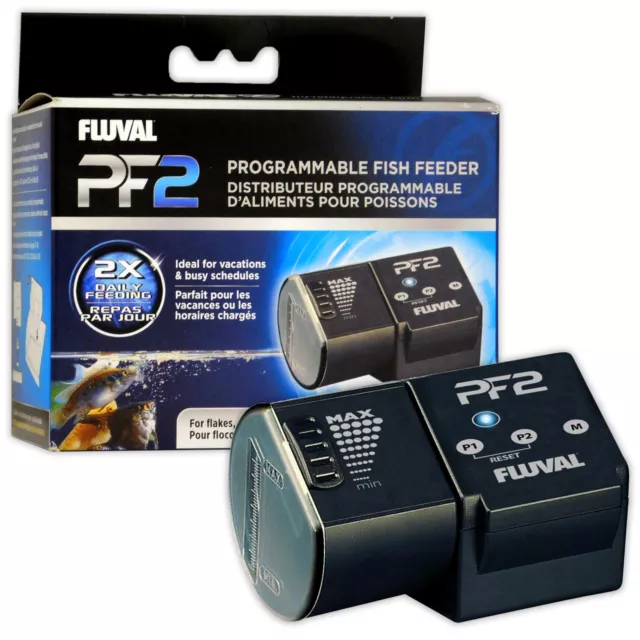 Fluval PF2 Fish Feeder 85ml Auto Feeder Programmable Holiday Vacation Aquarium