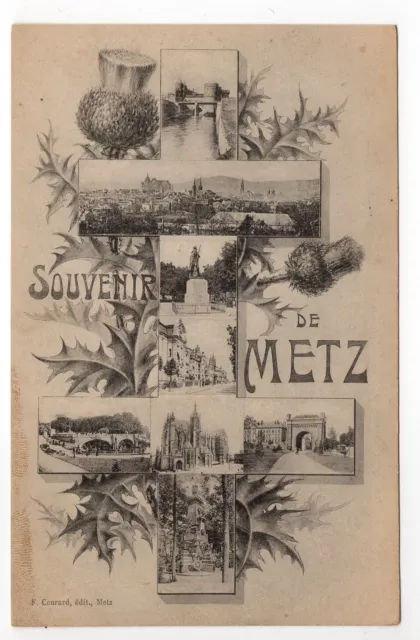 METZ Moselle CPA 57 Souvenir de Metz card 8 views thistle Lorraine cross