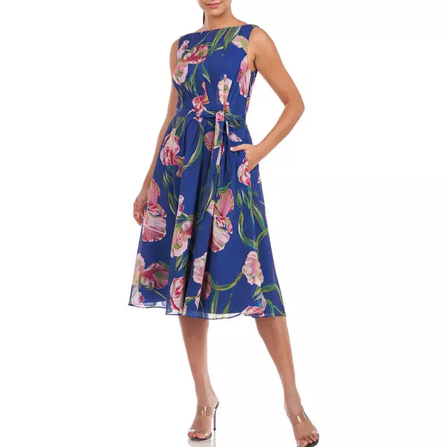 Kay Unger New York Womens Floral Pleated Cocktail and Party Dress BHFO 2099