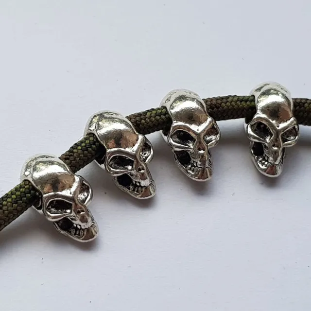 Großlochperlen 10 Stück Silber Metallperlen Perlen Beads Metall Totenkopf skull