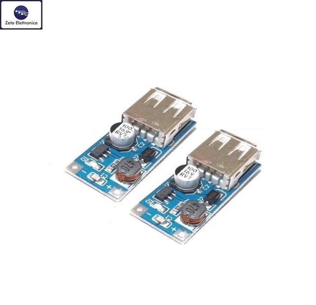 2Pz Modulo Convertitore Dc-Dc Step Up Tensione Usb Boost 5V 0,6A Carica Batteria