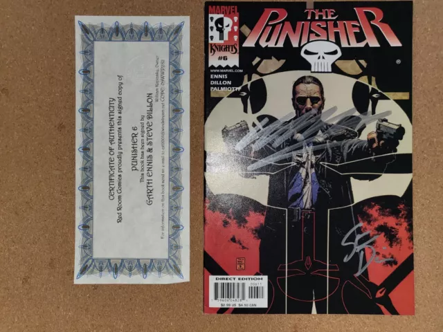 The Punisher #6 Vol  5 Marvel Knights Marvel Comic signed BY ENNIS & DILLION C/S
