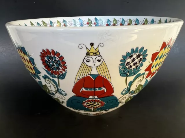 Large VTG Norway Saga Norske FF Figgjo Hand Paint Figural People Bowl 8.75" Tall