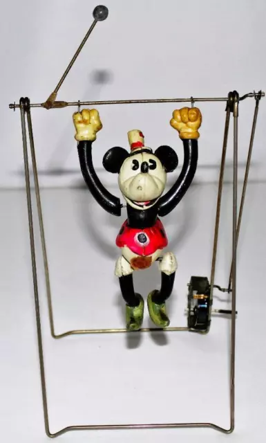 PRISTINE👍 DISNEY 1930's "HAND-PAINTED" CELLULOID MINNIE MOUSE ON METAL TRAPEZE