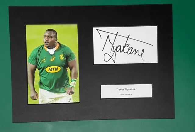 Trevor Nyakane - South Africa Springboks Rugby World Cup - Signed A4 Mount +Coa