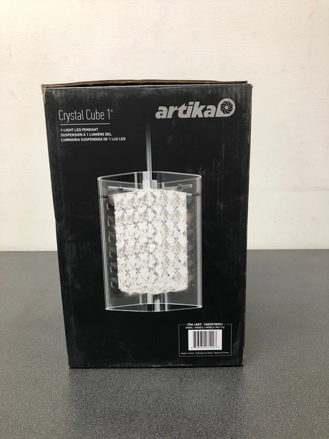 Artika PDT-1CC Crystal Cube 5.5-Watt Integrated LED Chrome Modern Hanging light