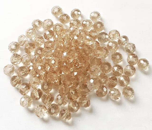 Perle en cristal facette champagne forme bohème, cristal bohème facette perle