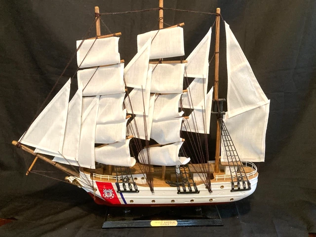 USCG Barque Eagle Cutter Tall Ship Wood Model 20" long x 17" tall Exc Cond