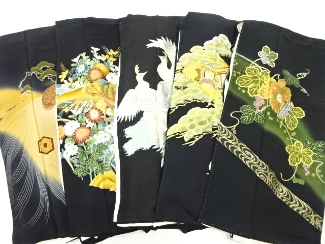 45259# Japanese Kimono / Antique Tomesode / Set Of 5