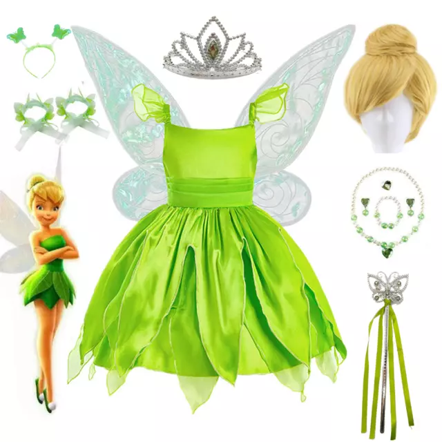Girls Green Fairy Pixie Princess Costume Fancy Dress Kids Elft Cosplay Dress Up