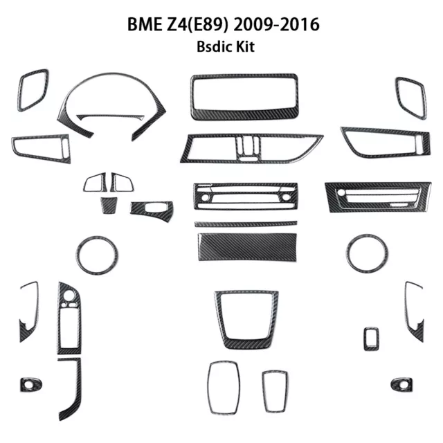 29Pcs Carbon Fiber Interior Full Set Cover Trim Kit For BMW Z4 E89 2009-2016
