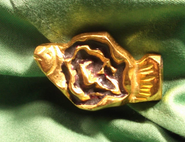 Broche Vintage Monique Vedié - Fleur En Talossel Vert - Artiste Française Style Line Vautrin