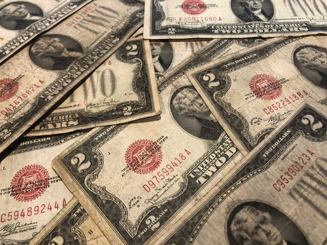1928 Two Dollar Bills • Well Circulated Two Dollar ($2) Red Seal Notes • 1 Bill