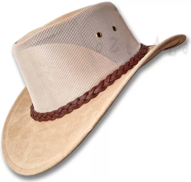 MÜTZE OZTRALa HL34 Wildleder LEDER Netz Brise AUSSIE Cowboy Chiller OUTBACK Sommer 3