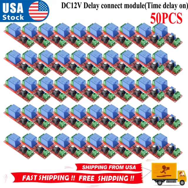 50pcs DC 12V Delay Relay Shield NE555 Timer Switch Adjustable Module US Ship