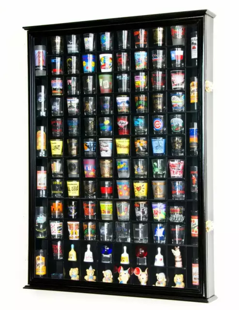 108 Shot Glass Shotglass Shooter Display Case Holder Cabinet Wall Rack 98% UV