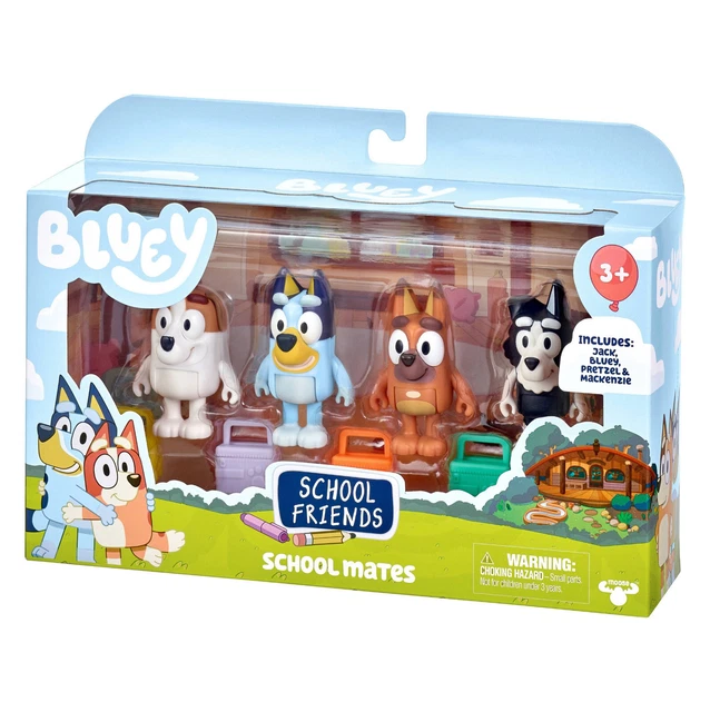 BLUEY SCHOOL FRIENDS Figures Bluey Jack Pretzel & Mackenzie 4 Figure