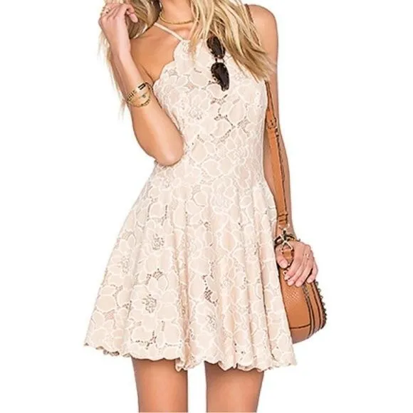 REVOLVE Tularosa Cyrus Blush Lace Fit & Flare Mini Dress Size XS