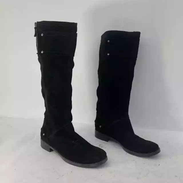 Nine West Black Riding Boot Leather Upper Womens Size 7.5