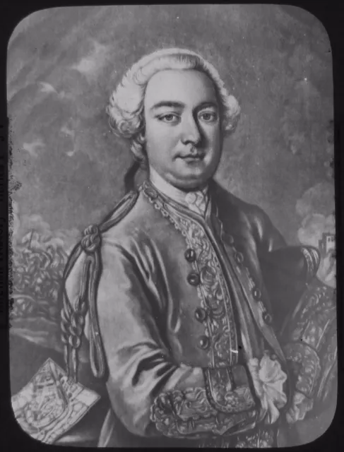 JV Glass Magic Lantern Slide PORTRAIT OF JAMES WOLFE C1890 DRAWING