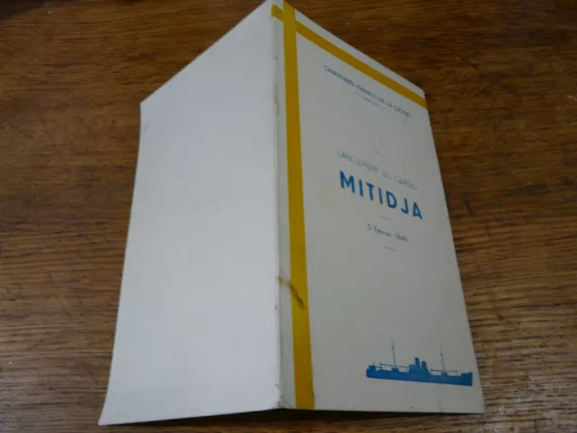 menu lancement cargo "Mitidja " 5 février 1949 chantiers naval Ciotat