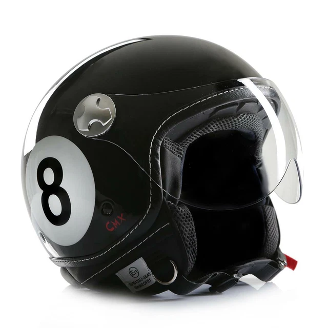 Casco Jet CMX - Casco Scooter Hazel Nero Opaco + Pelle