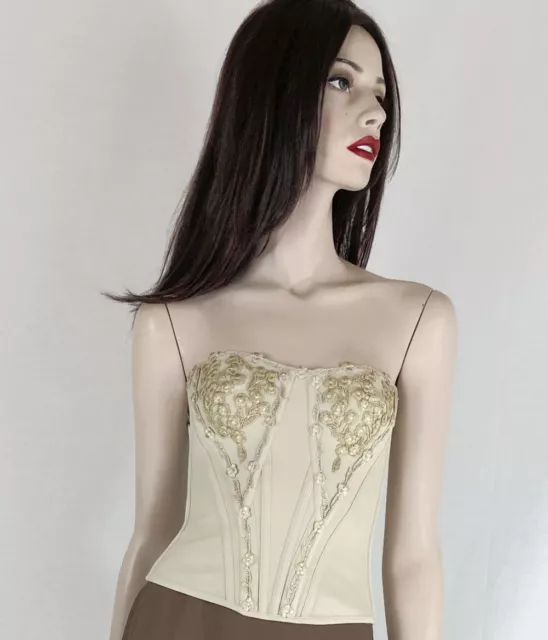 La Perla modern take on an 18th century boned corset top AU 10 Nude