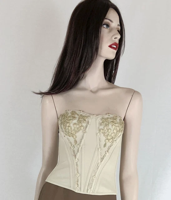 La Perla modern take on an 18th century boned corset top AU 12 Nude