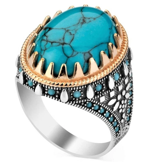 BAGUE CHEVALI RE HOMME 12g en Argent Massif 925 Pierre Turquoise