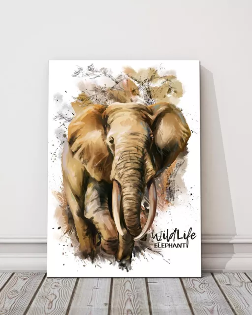 elephant watercolour painting canvas print framed picture wall art