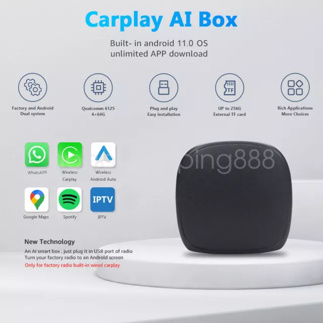 Smart Android 13 Wireless Carplay AI BOX Android Car Auto GPS BT Adapter 2+16GB