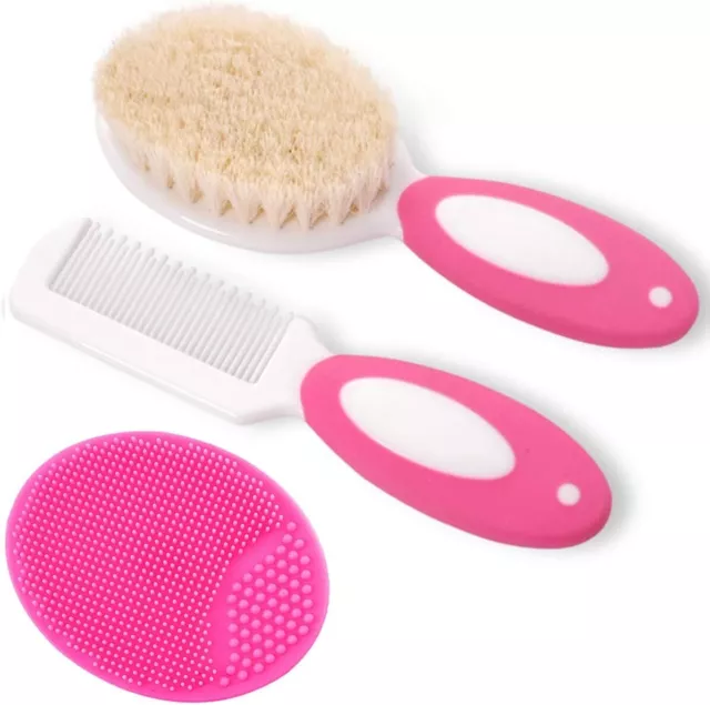 Baby Hair Brush and Comb Set for Newborns & Toddlers | Natural Soft Goat Bristle