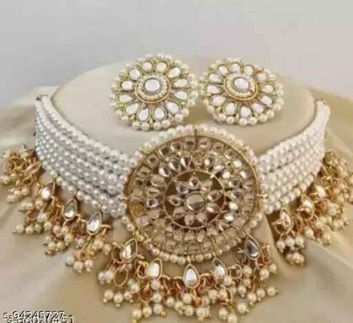Indian Bollywood Style Designer Gold Plated Fashion Bridal Jewelry Necklace Set