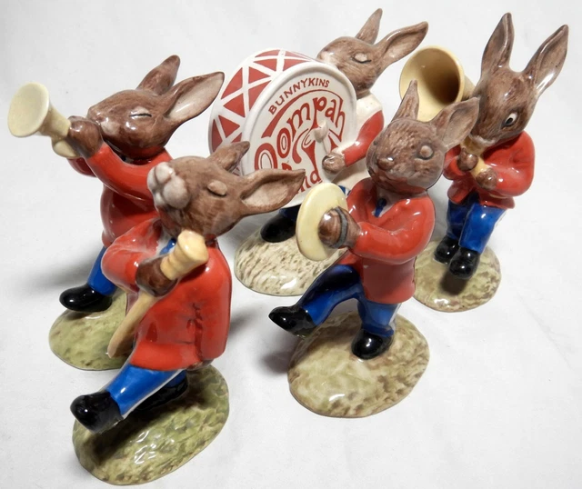 5 PCS 1984 Royal Doulton Bunnykins 50 Years Golden Jubilee Oompah