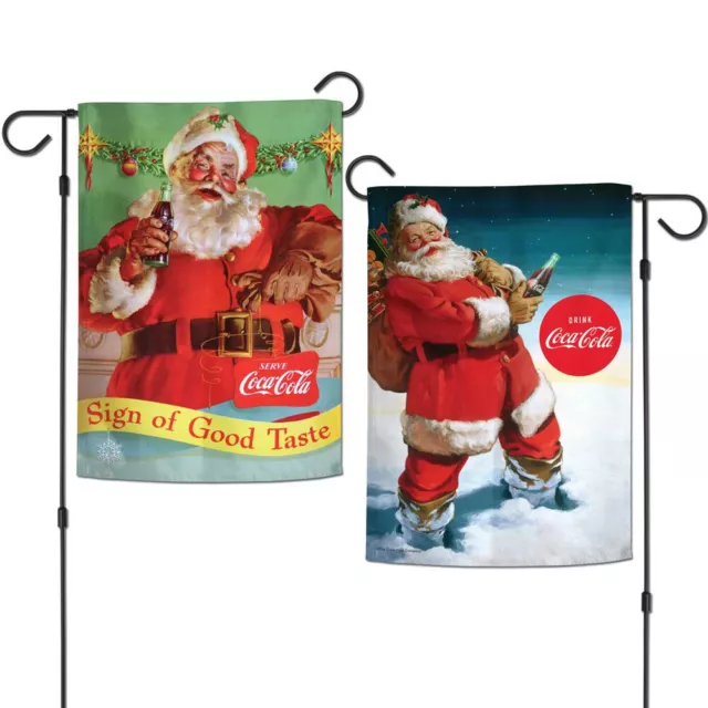 Brand New Coca- Cola  Classic  Retro Santa   2 Sided  Indoor Outdoor Garden Flag